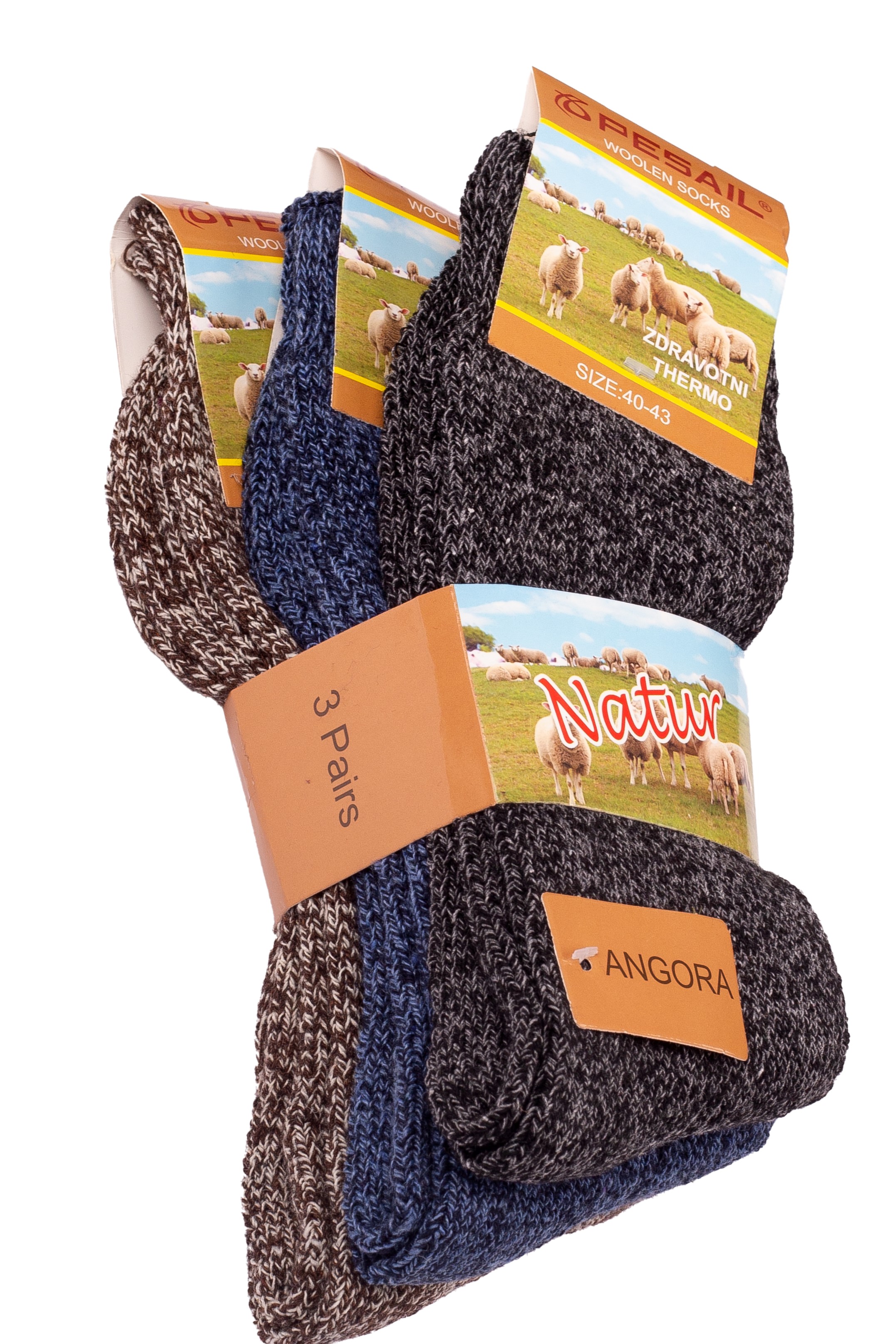 Ponožky Zdravotní THERMO pánské 90%vlny 3 páry