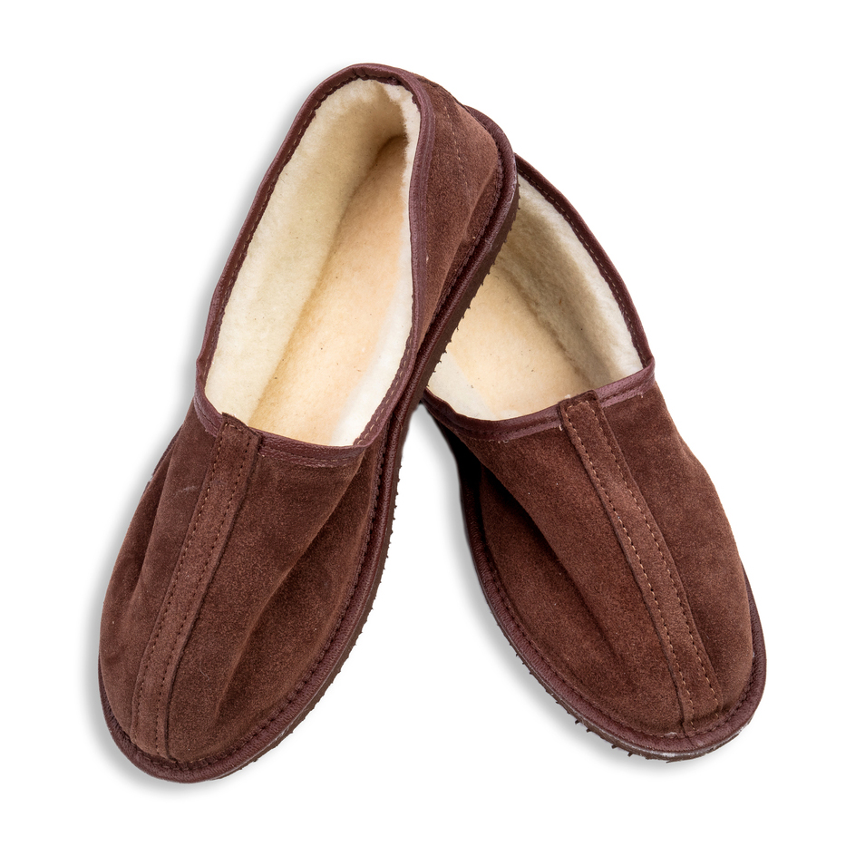 Bačkory s ovčí vlnou hnědé