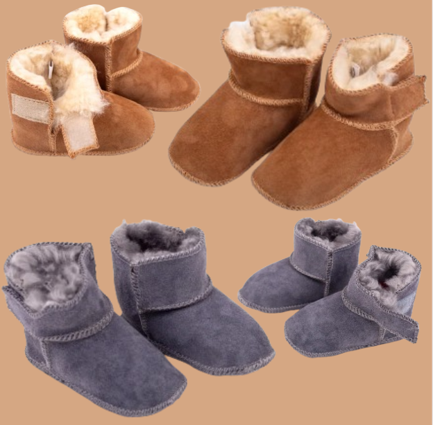 Dětské kožené botičky s ovčí vlnou na suchý zip