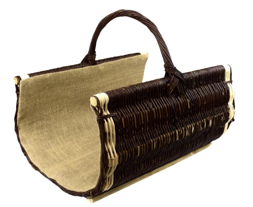 Proutěný koš na dřevo ke krbu neloupaný velký