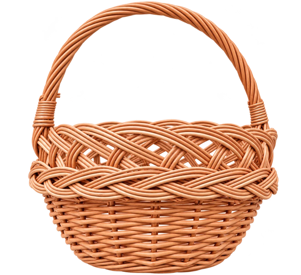 Proutěný košík kulatý zdobený