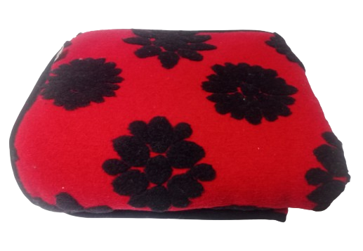 Vlněná deka Merino červená černý vzor I