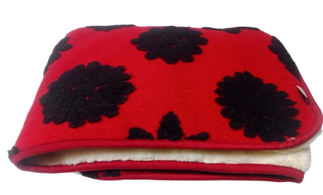 Vlněná deka Merino červená černý vzor II