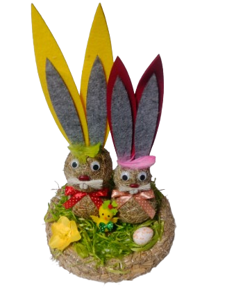 Slámový zajíc duo žluto fialový