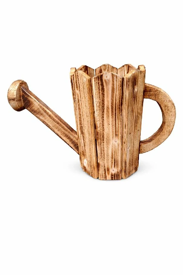 Dřevěný květináč konev