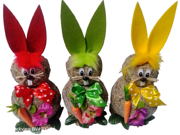 Slámový zajíc s mrkví - filcové uši 45 cm