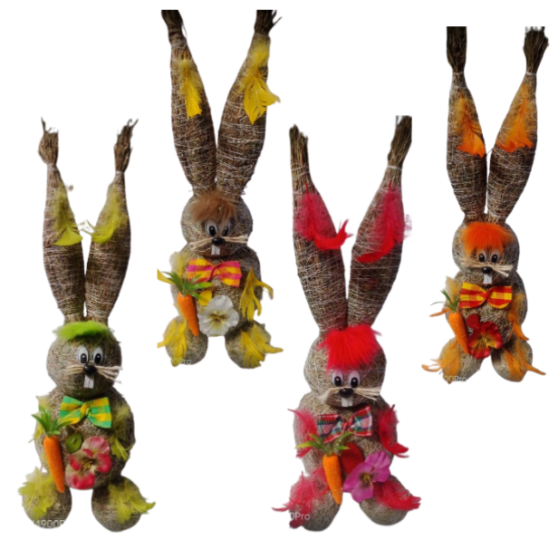 Slámovy zajíc zdobený 60cm