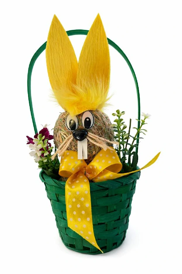 Velikonoční zajíček v košíčku žlutý