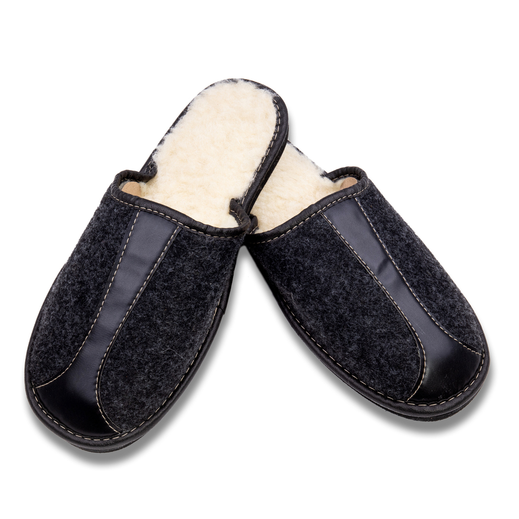 Filcové pánské pantofle s ovčí vlnou