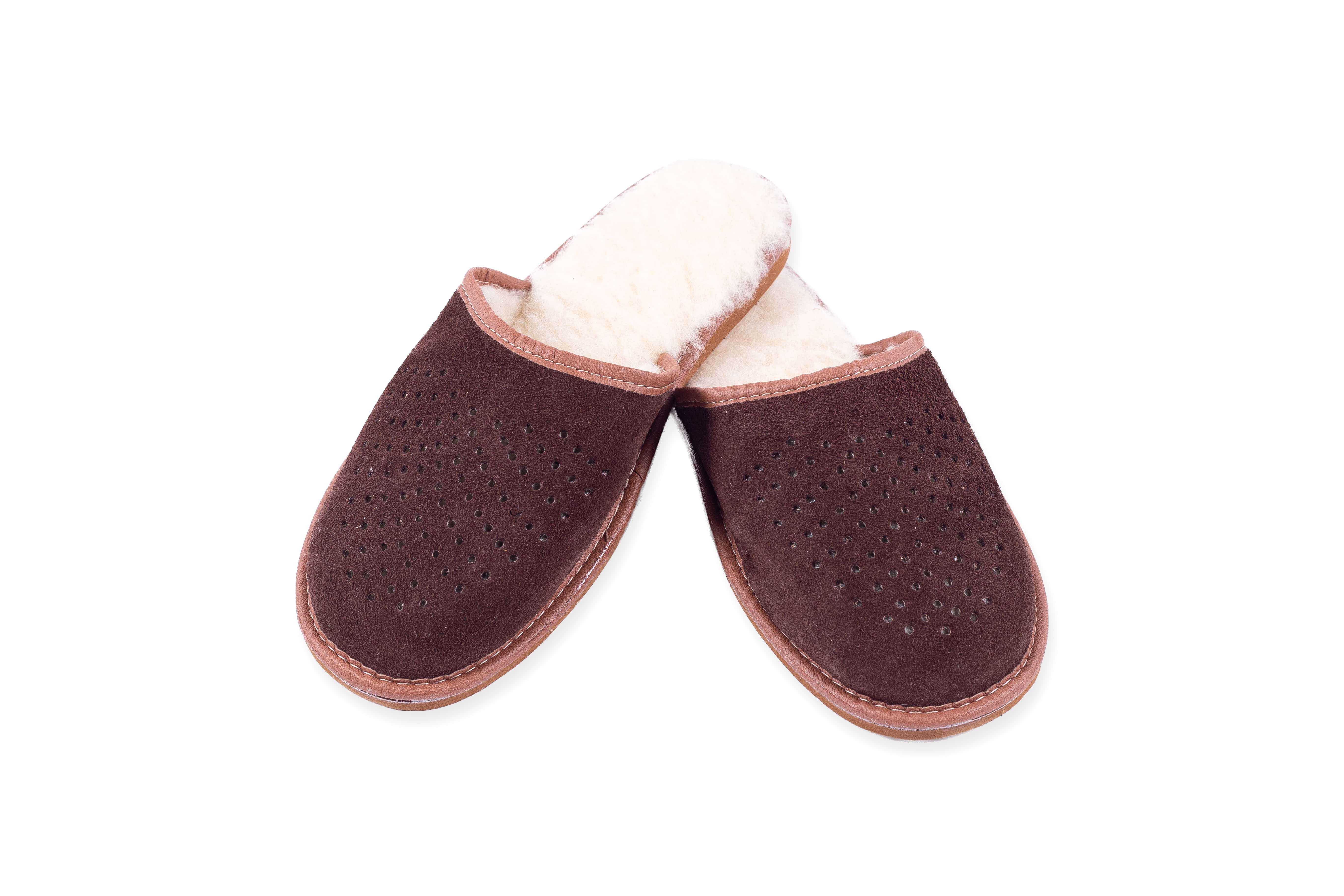 Pánské kožené pantofle s ovčí vlnou