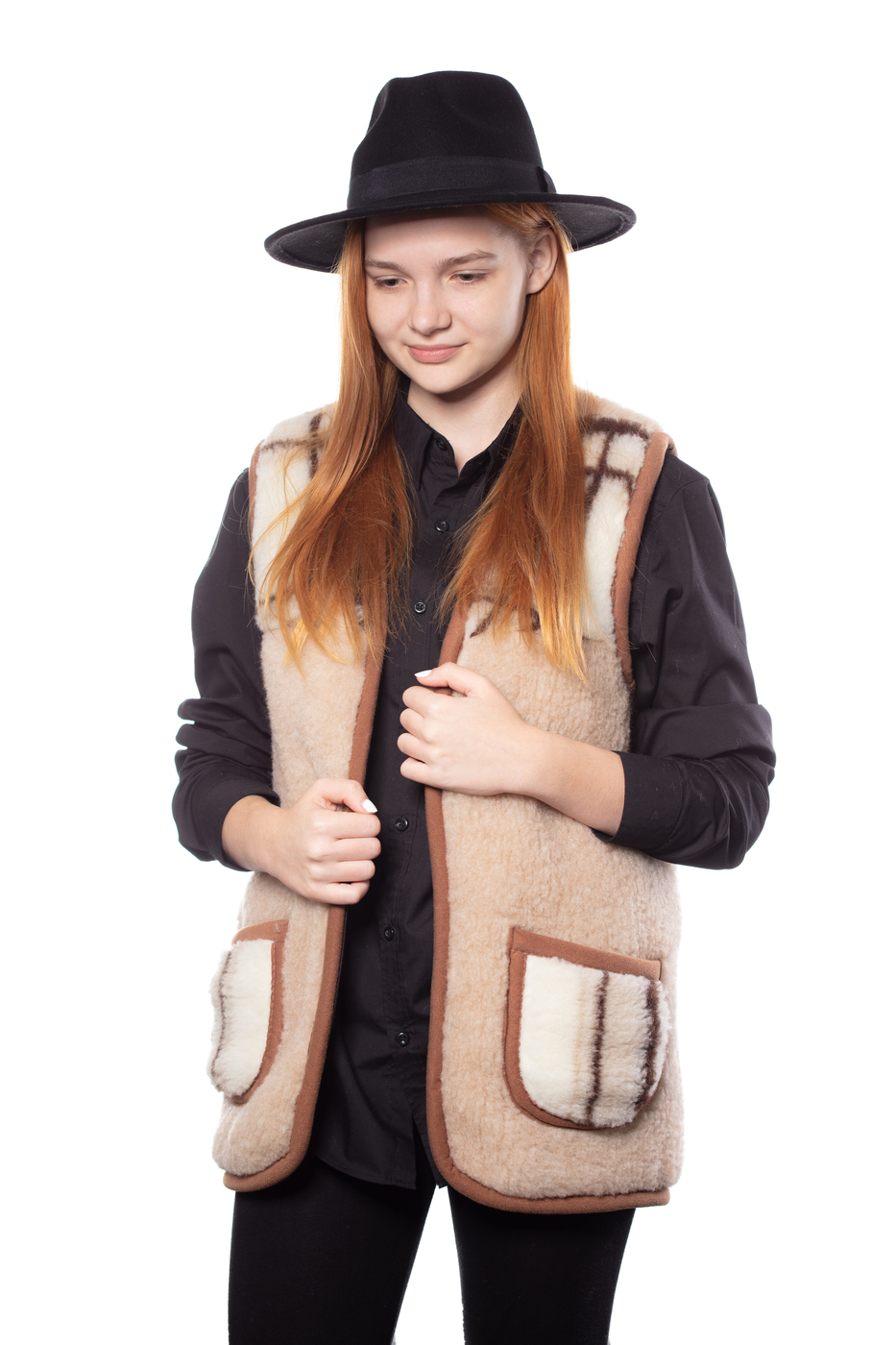 Vesta z ovčí vlny zips