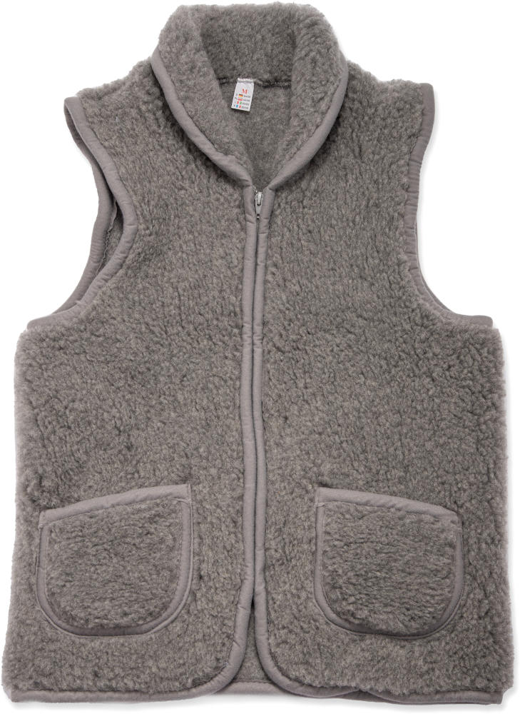 Vesta z ovčí vlny šedá s límcem