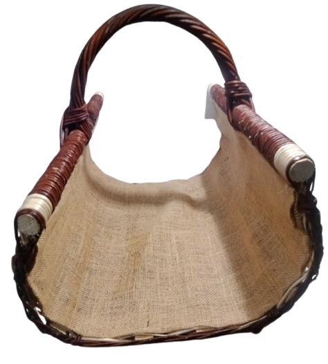 Proutěný koš na dřevo ke krbu neloupaný velký