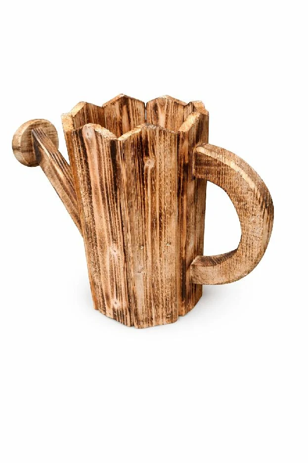  Dřevěný květináč konev 