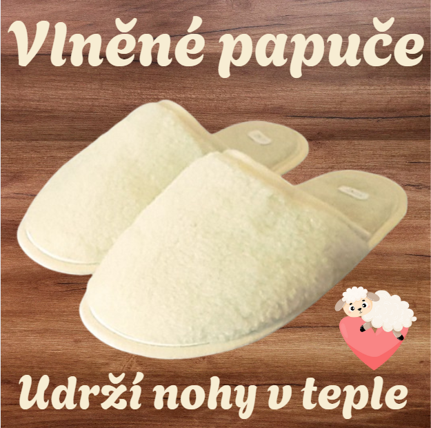 Vlněné pantofle přírodní