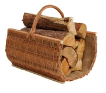 Proutěný koš na dřevo ke krbu neloupaný velký