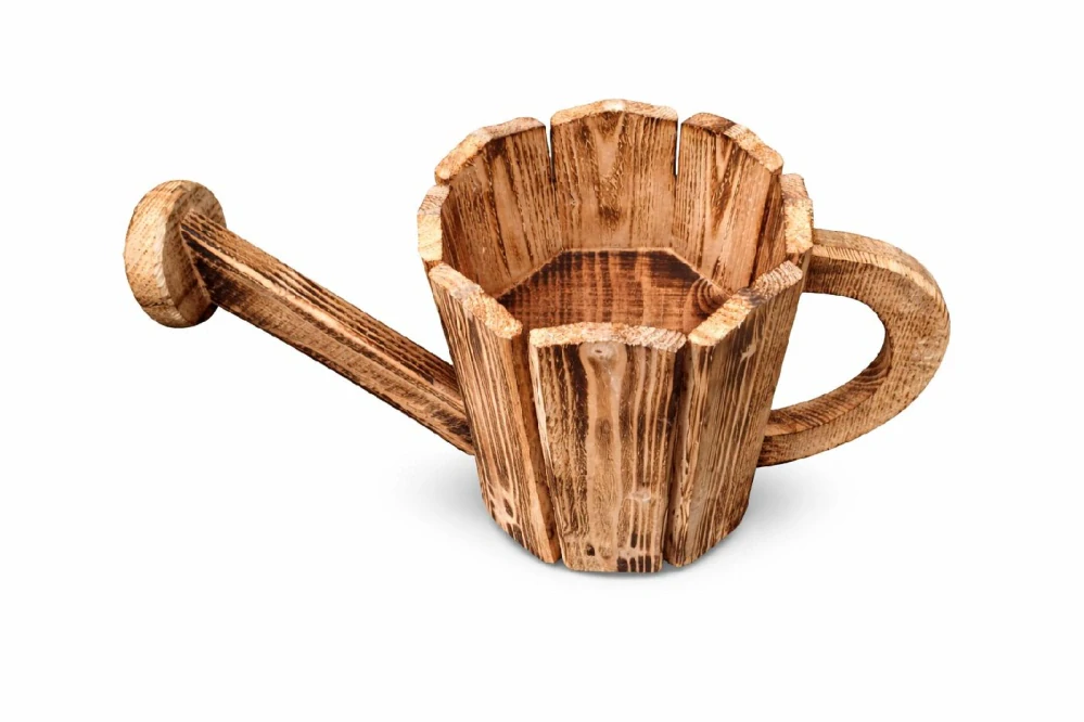  Dřevěný květináč konev 