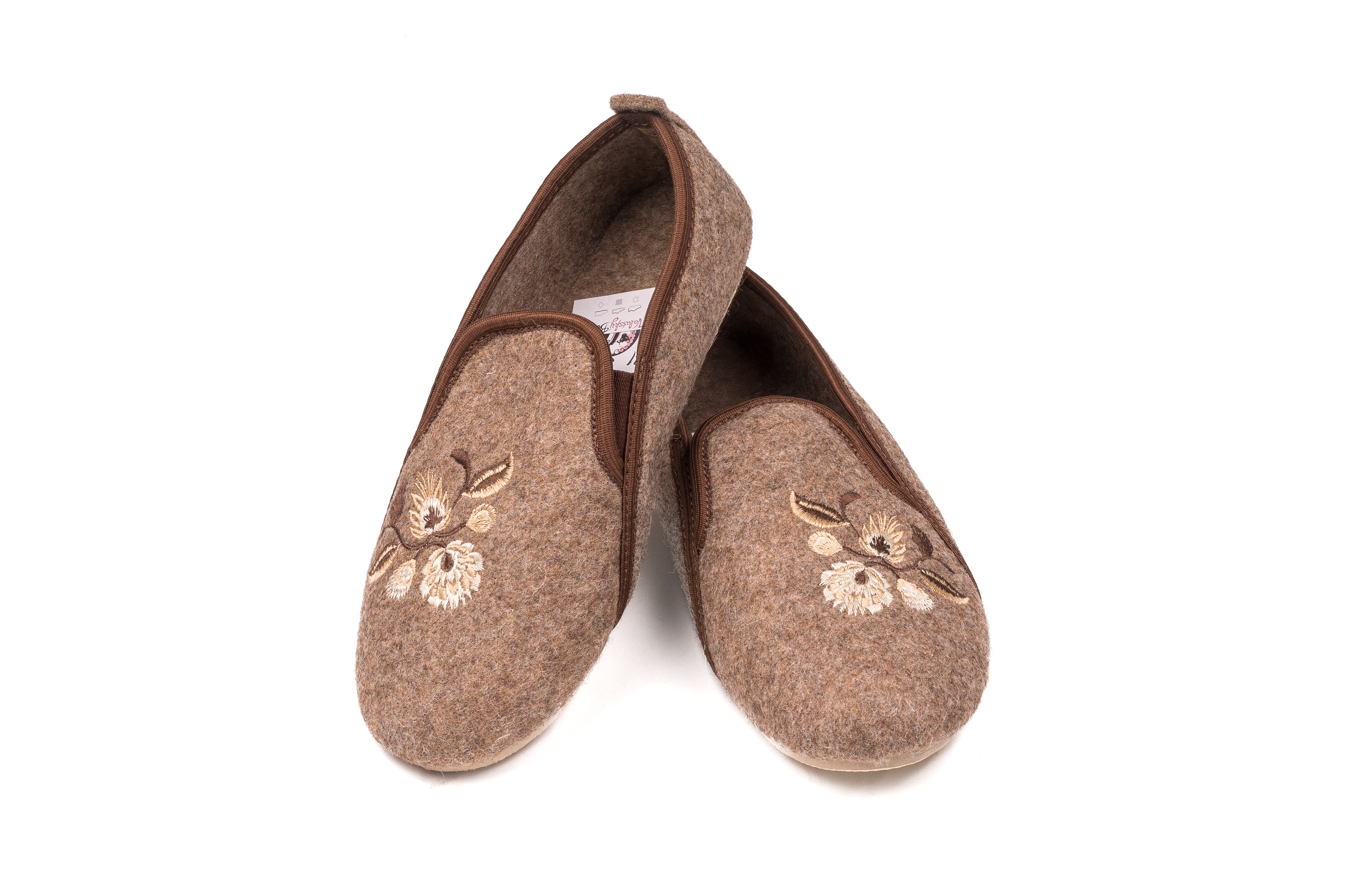 Filcové  dámské pantofle s patou Cappucino