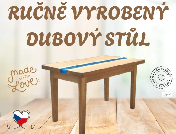 SKLADEM více ks Dubový stůl s epoxidovou pryskyřicí RUČNÍ VÝROBA