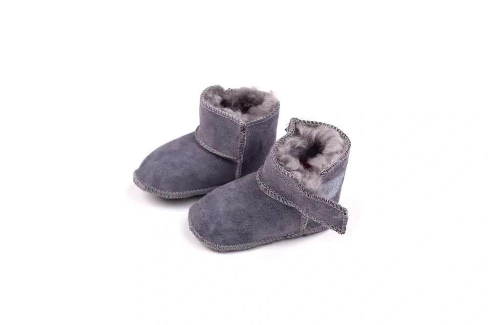 Dětské kožené botičky s ovčí vlnou na suchý zip