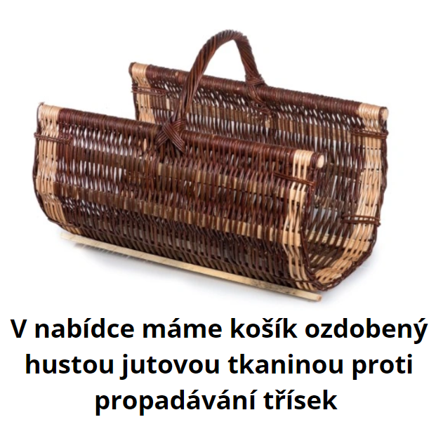 Proutěný koš na dřevo ke krbu neloupaný velký