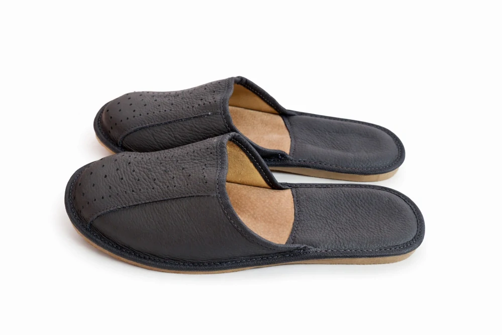 Luxusní  pánské pantofle letní grafitové