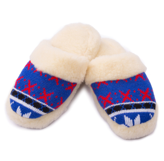 Pantofle vlněné norské světle modré