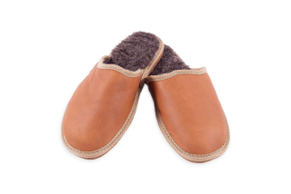 LUXUSNÍ kožené pánské pantofle s ovčí vlnou