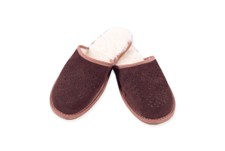 Pánské kožené pantofle s ovčí vlnou